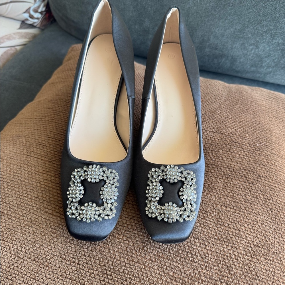 Elegant Black Embellished Women's Shoes